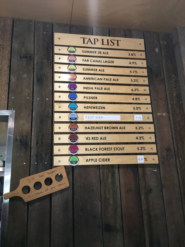 Beer Menu at IronBark Hill Brewing Hop On Brewery Tours
